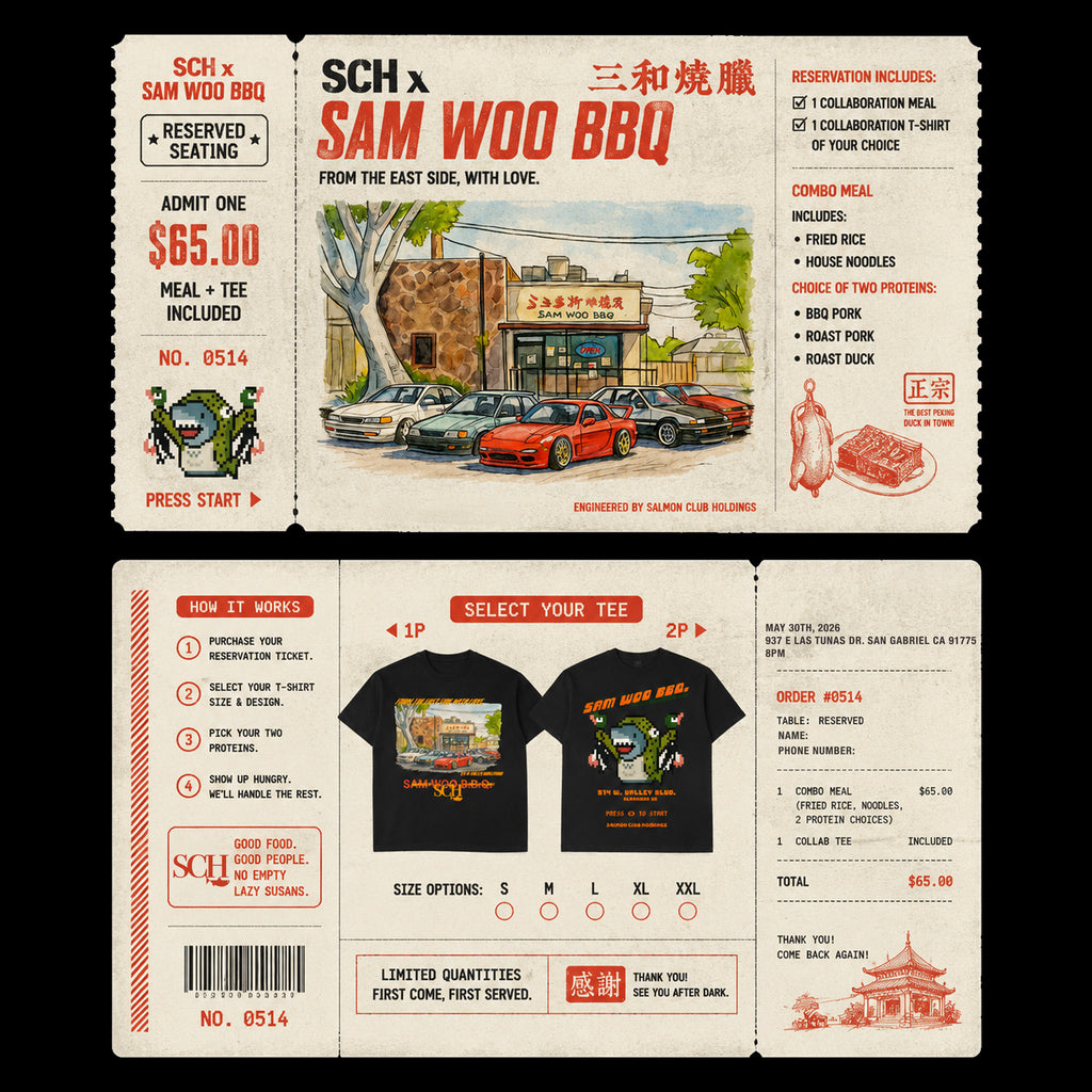 SCH x Sam Woo BBQ From the East Side w/Love Duck Hunt Tee and Dinner May 30, 2026